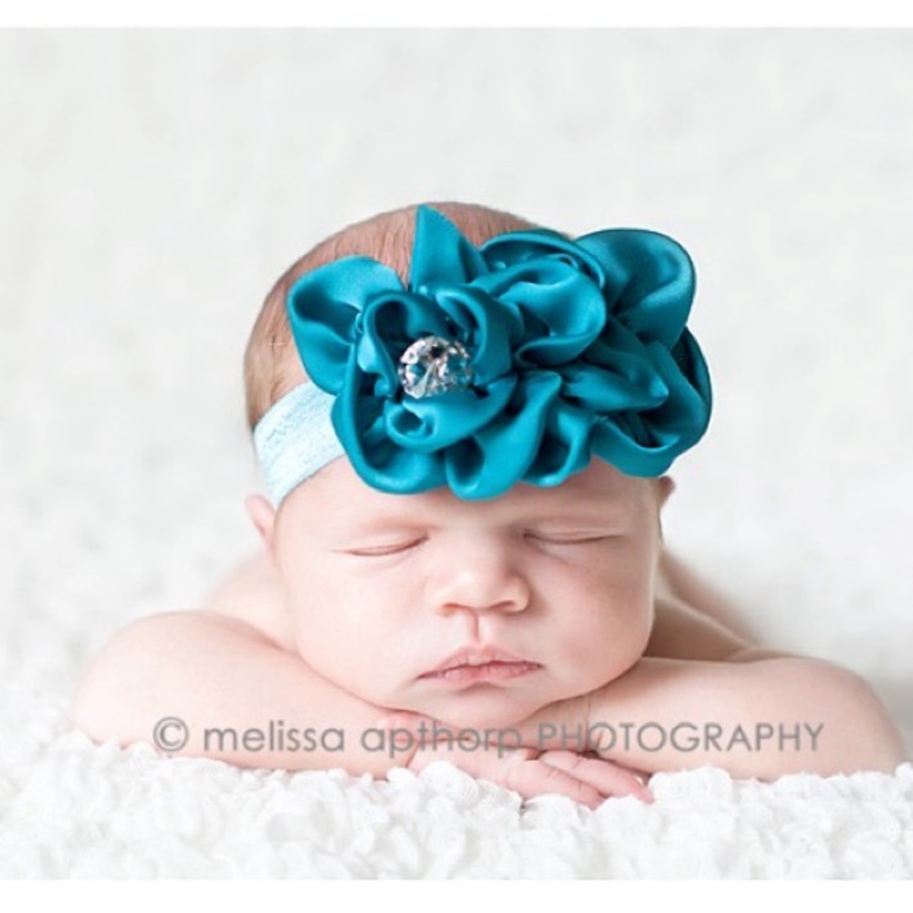 Blue Satin Flower Hair Accessory